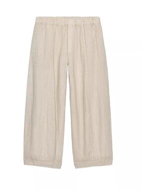ZARA Lightweight Wide-Leg Barrel Linen Pants in Beige
